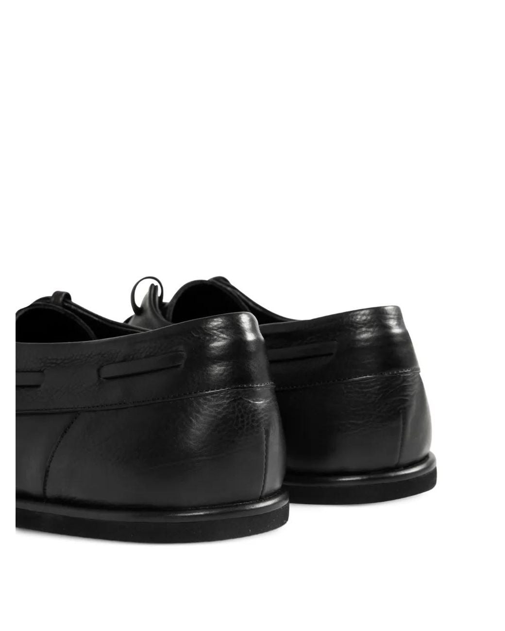 Auralee Black Lace-Up Leather Boat Shoes for men