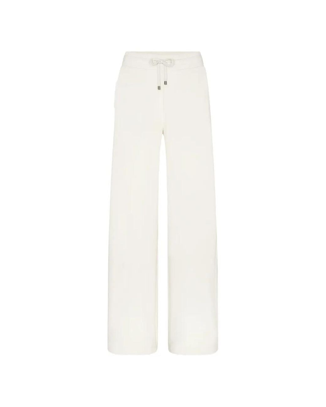 Juvia White Elenia Fleece Pleated Wide-Leg Trousers