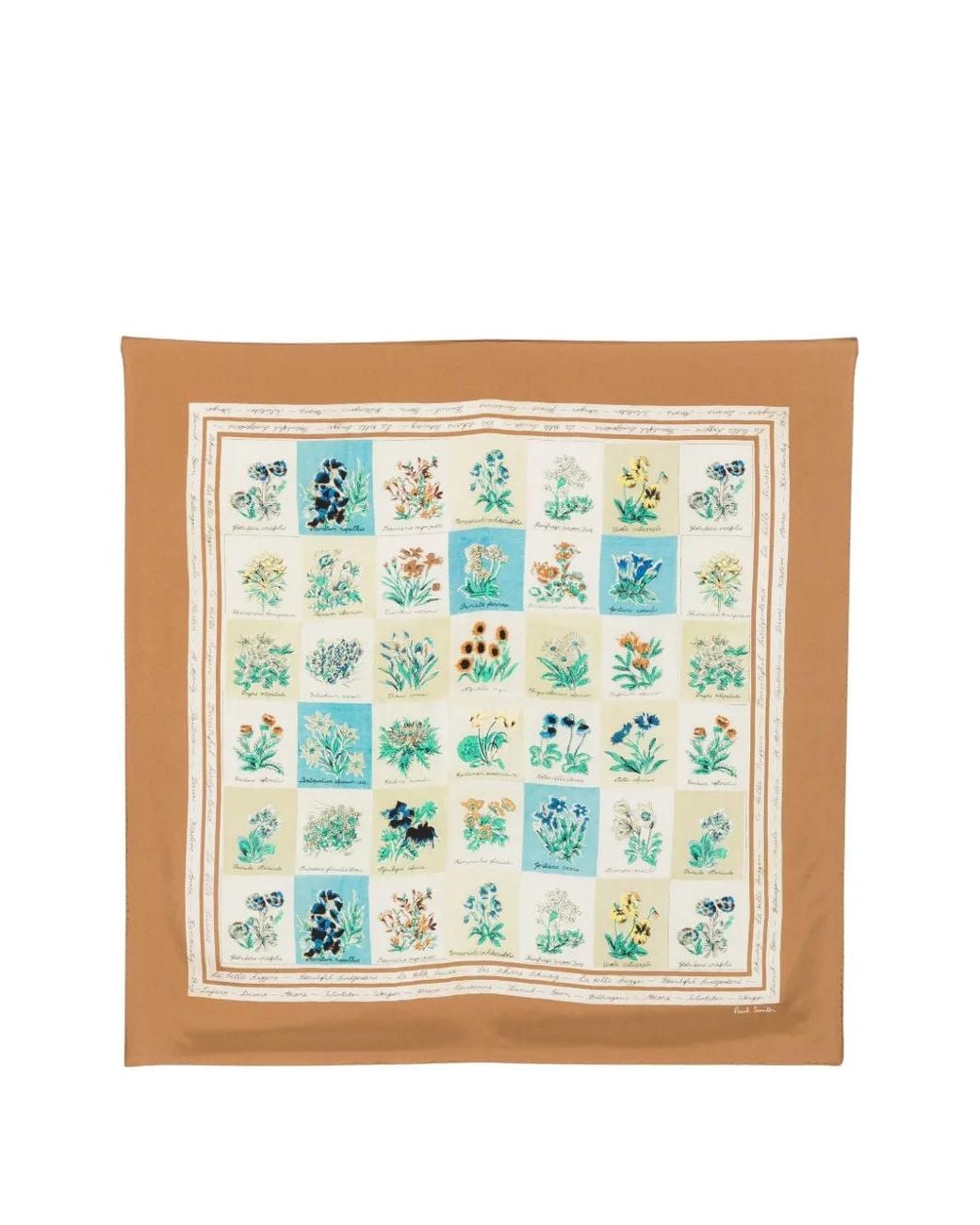 Paul Smith Blue Floral-Print Silk Scarf