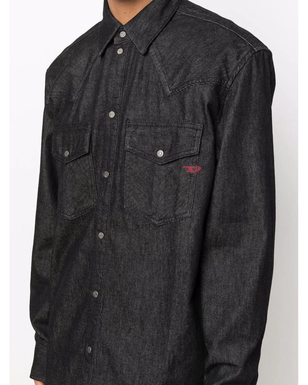 DIESEL Gray D-Ocean Dark Denim Shirt for men