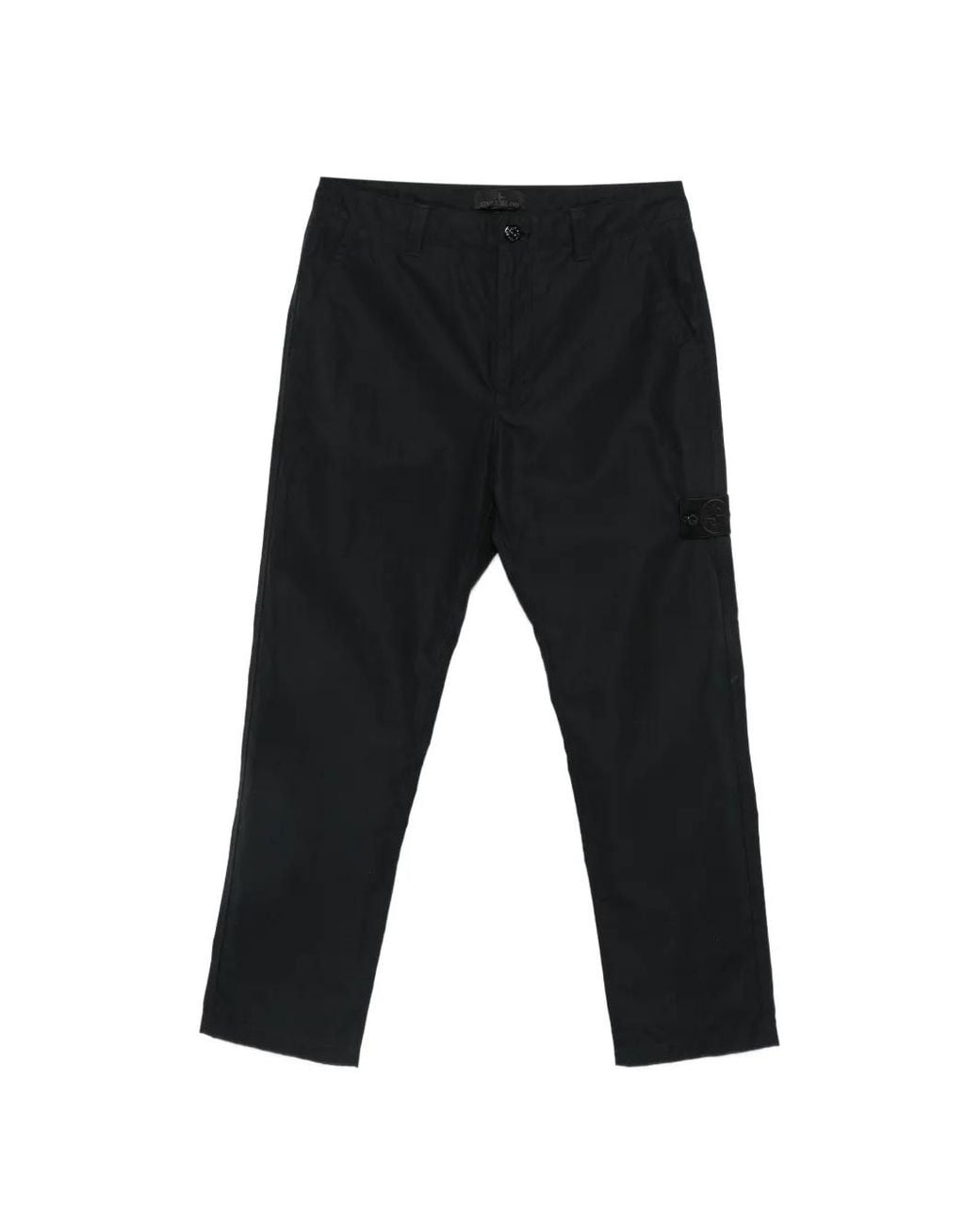 Stone Island Black 3100020 All-Weather Cotton Canvas Ghost Piece Trousers for men