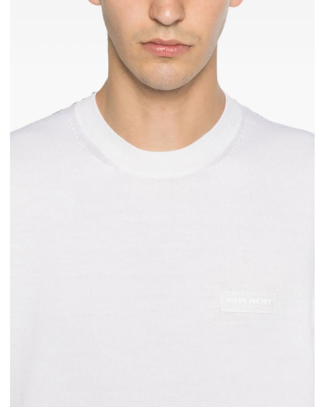 Givenchy Pullover Aus Wolle Mit Paris-Ripsband in White für Herren
