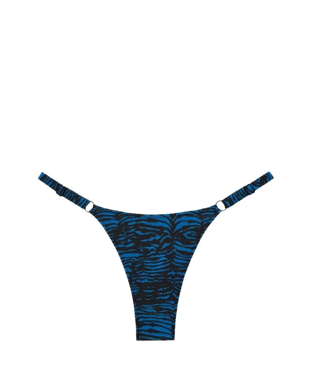 Tropic of C Blue Solana Zebra-Print Bikini Bottoms