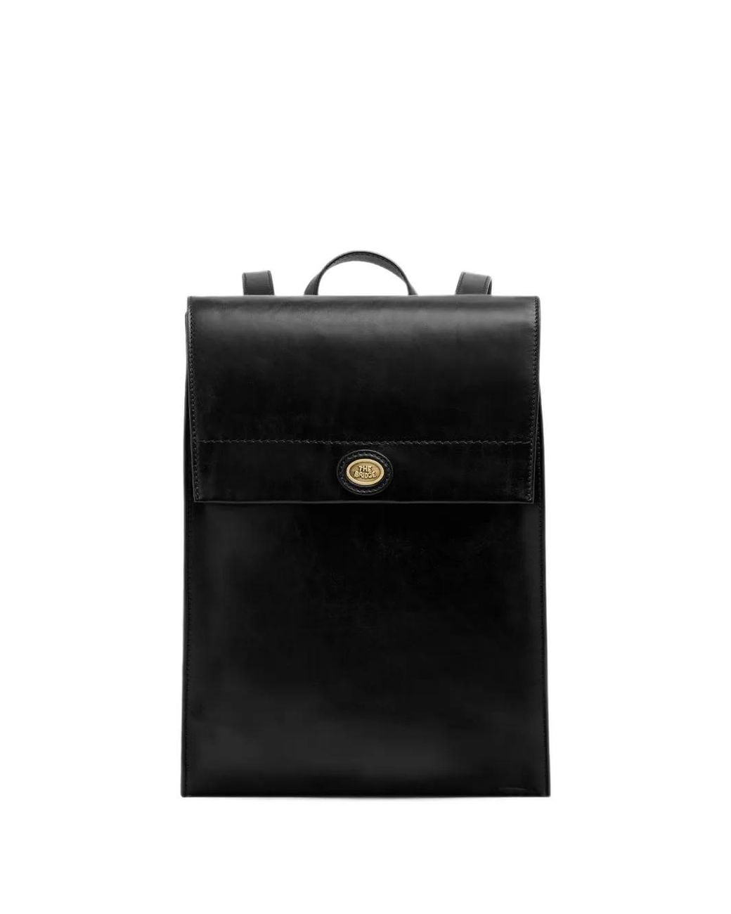 The Bridge Black Logo-Plaque Leather Backpack