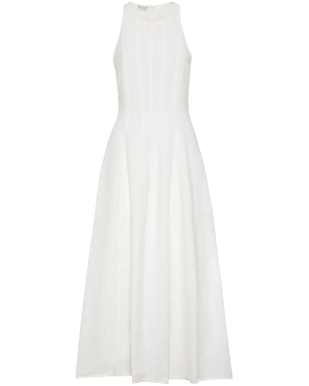 Brunello Cucinelli White Sleeveless Maxi Dress