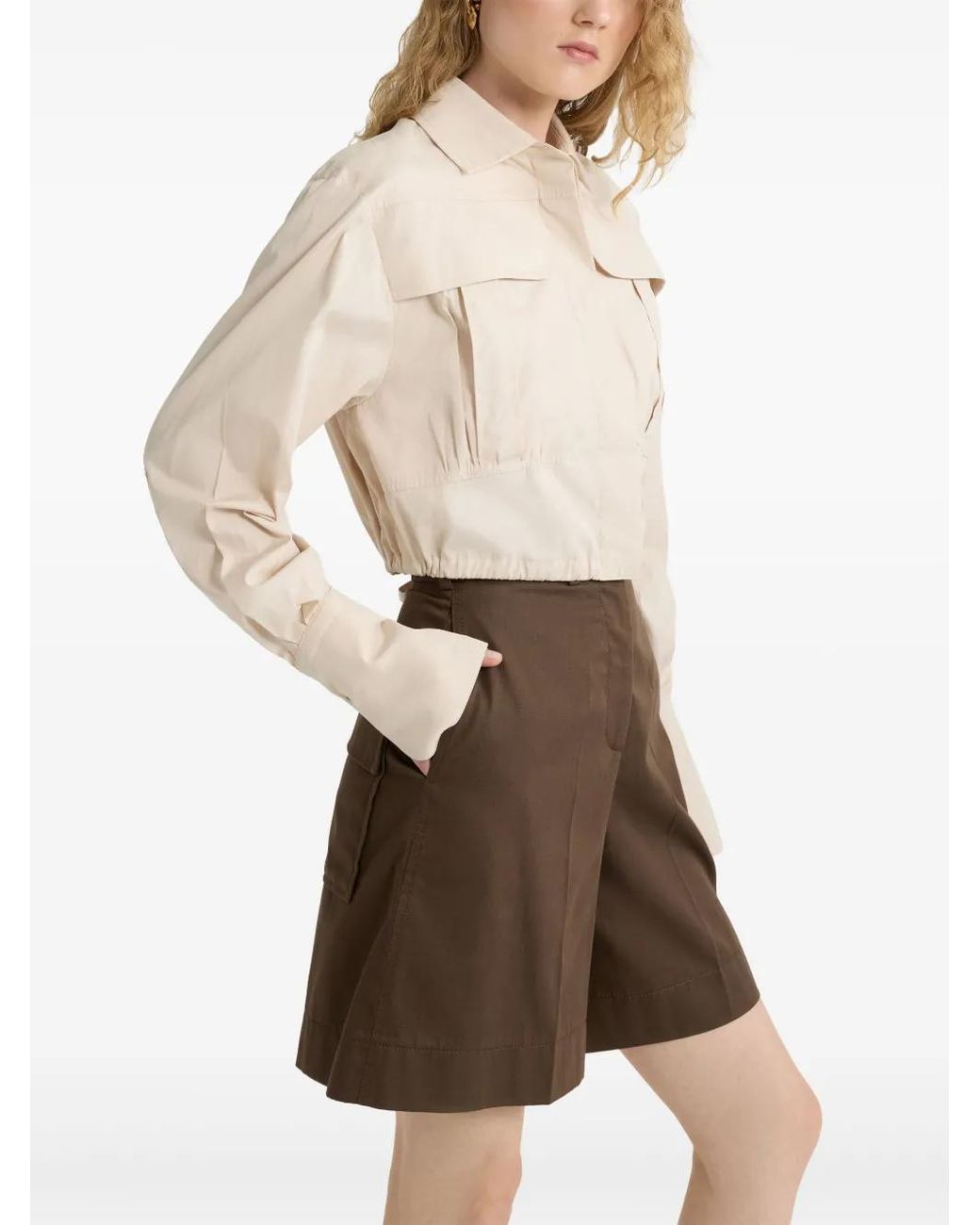 Patou Cropped Popeline Blouse in het Natural