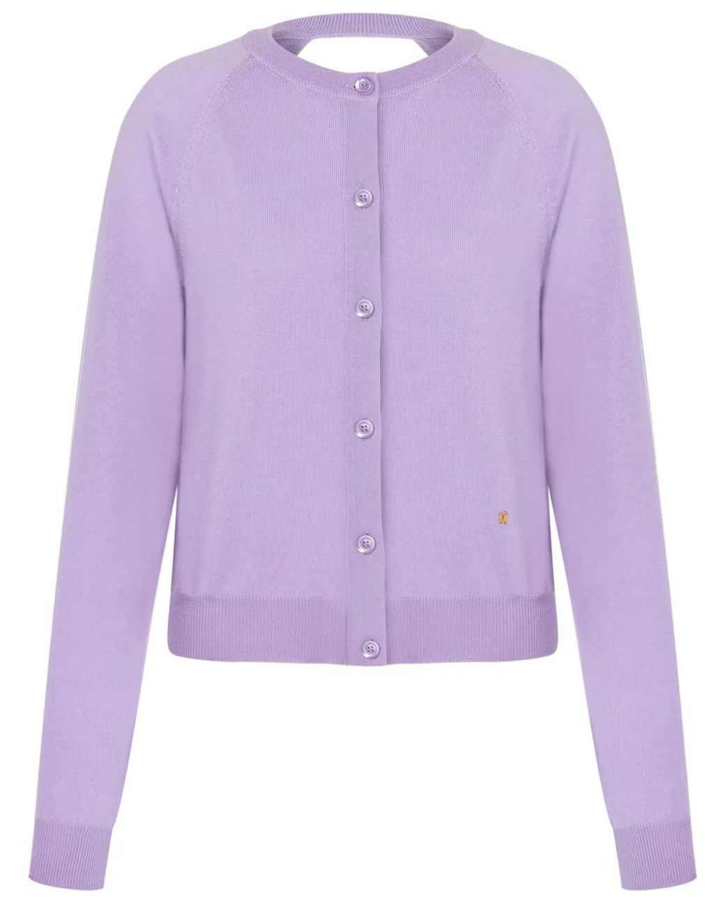 Moschino Purple Cut-Out Virgin Wool Cardigan