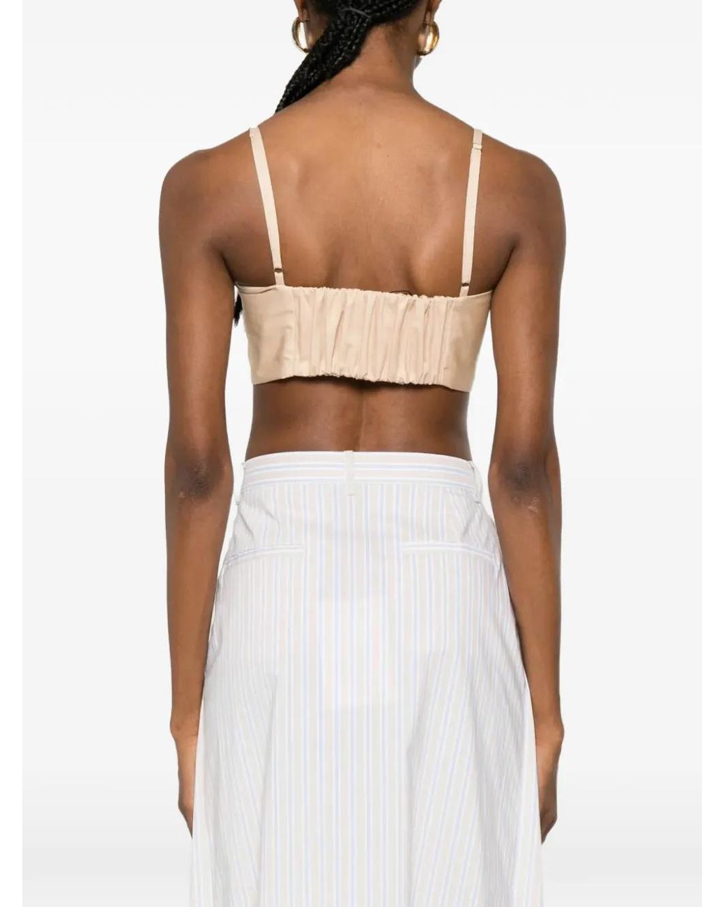 Isabelle Blanche Natural Knot-Detail Spaghetti-Strap Top