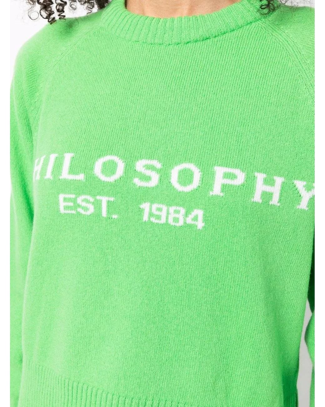 Philosophy Di Lorenzo Serafini Green Logo-Intarsia Crew-Neck Jumper