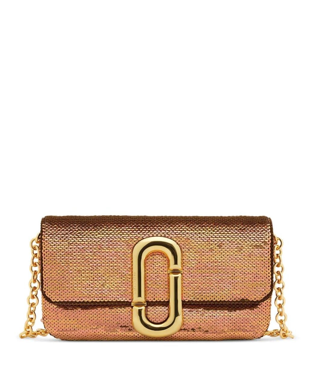 Marc Jacobs Brown J Marc Sequin-Embellished Wallet On Chain