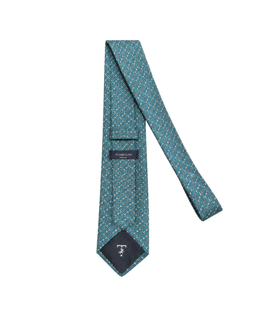 Tombolini Green Geometric-Print Silk Tie for men