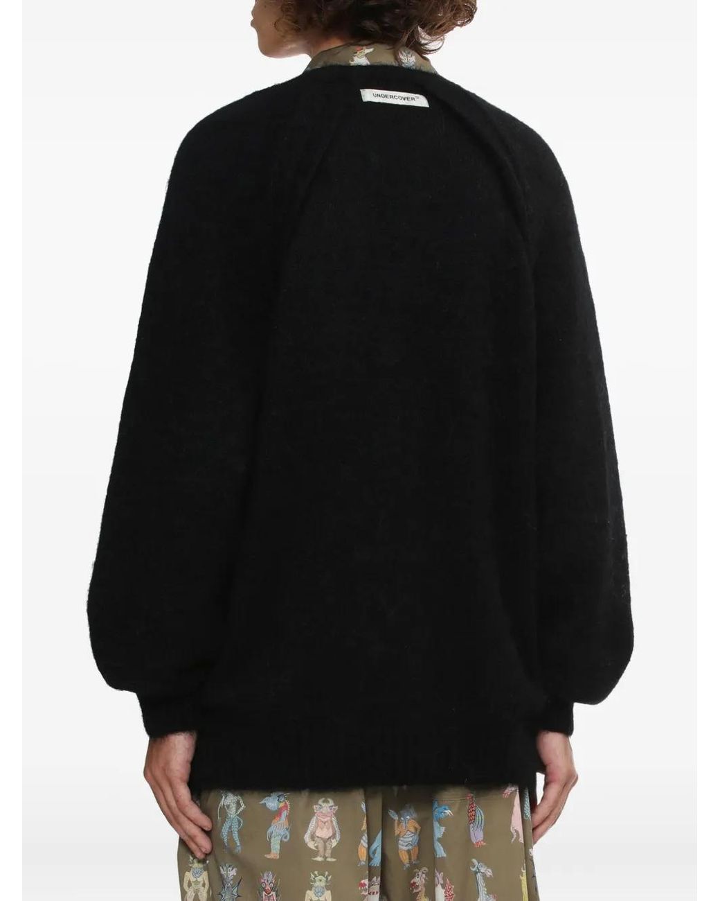 Undercover Black Buttoned Raglan-Sleeve Cardigan for men