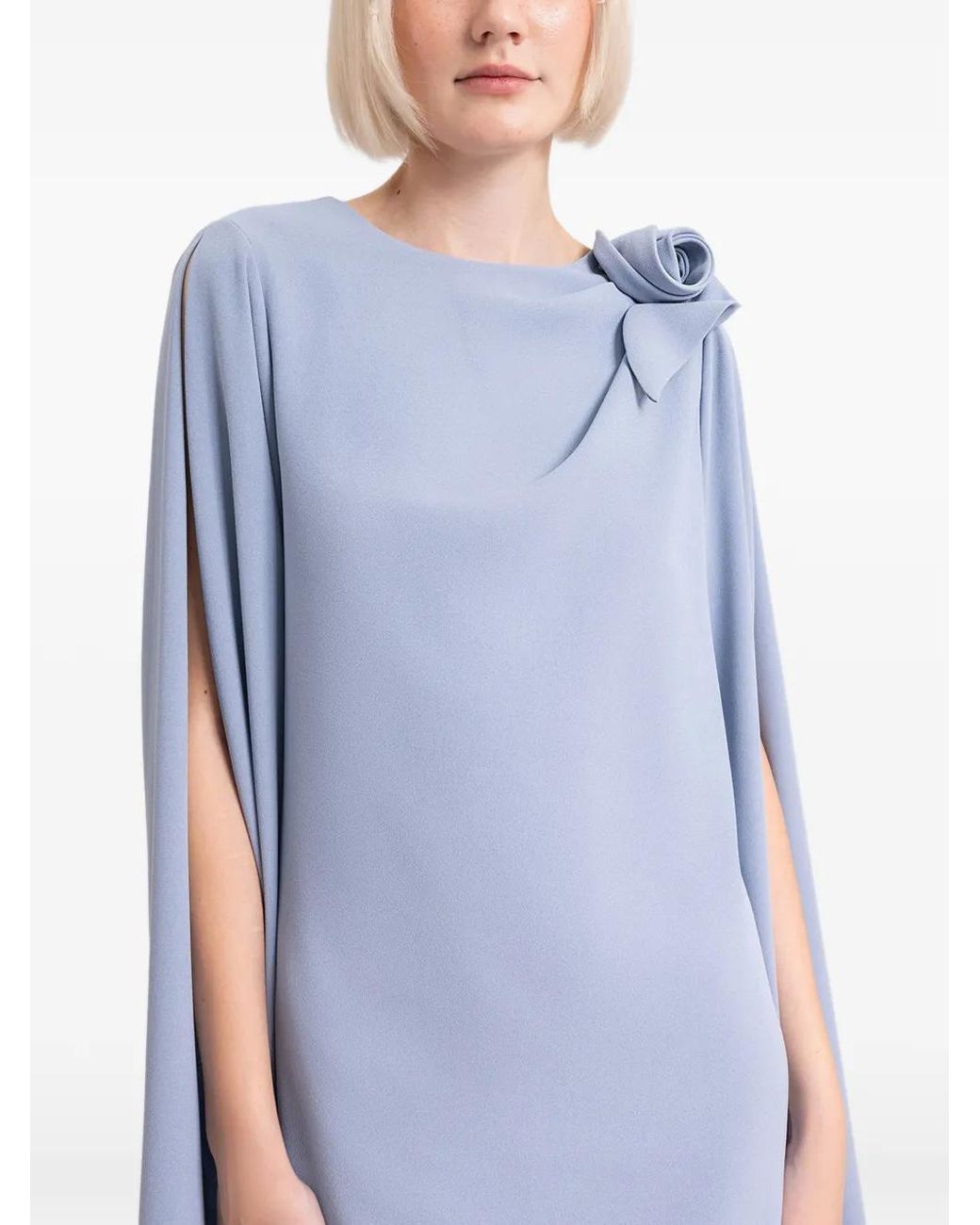 Gemy Maalouf Blue Rose-Detail Gown