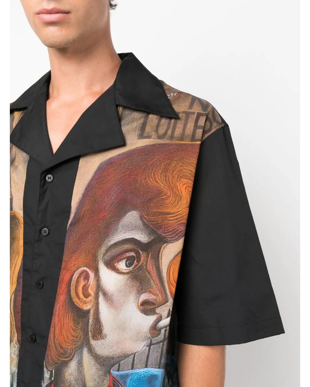Charles Jeffrey Black Illustration-Print Organic-Cotton Shirt for men