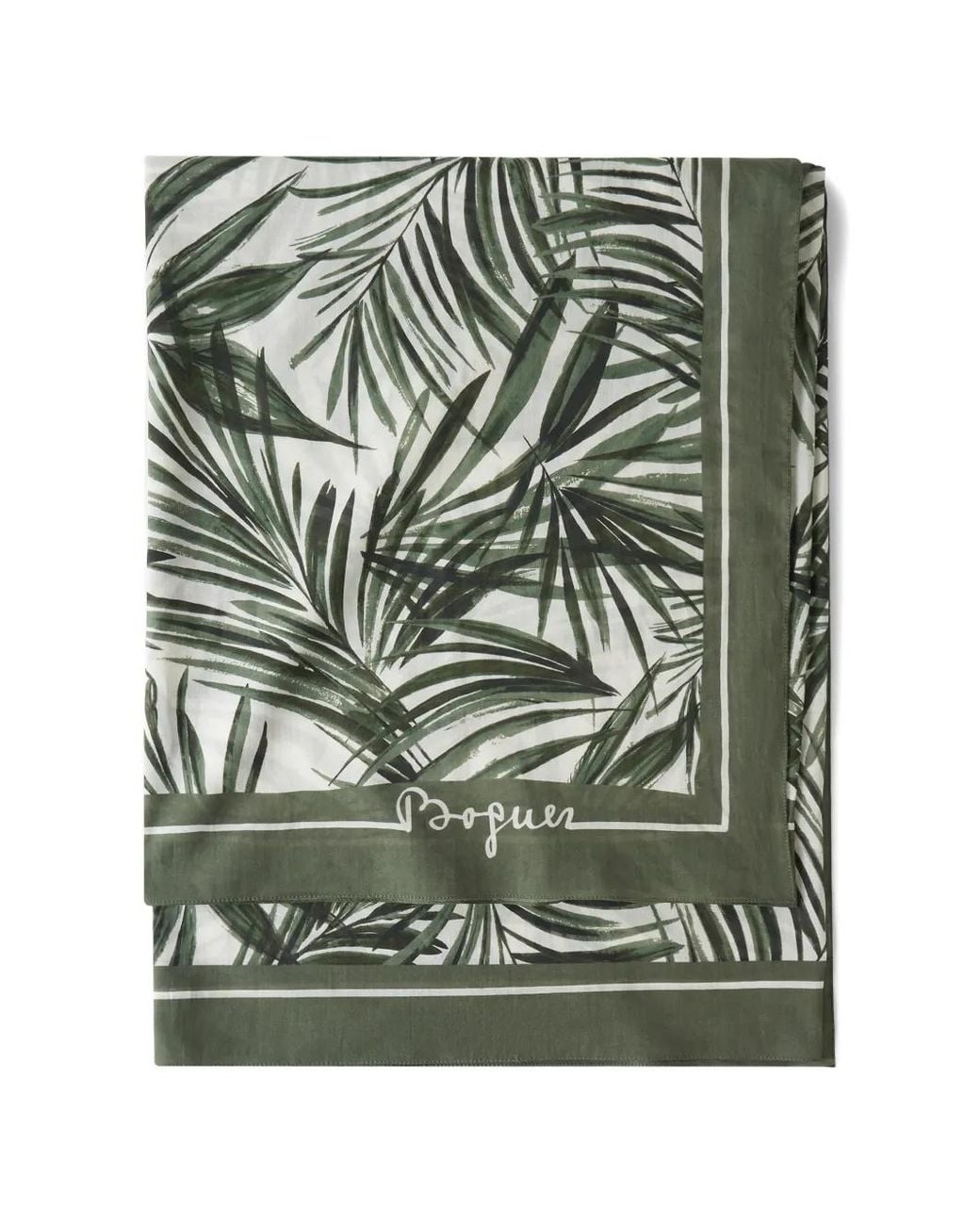 Bogner Green Quincy Palm-Print Scarf