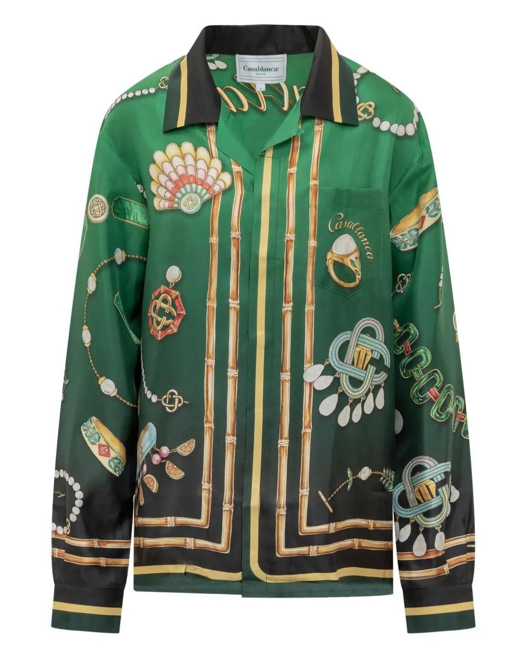 Casablanca Green La Boîte A Bijoux Silk Shirt