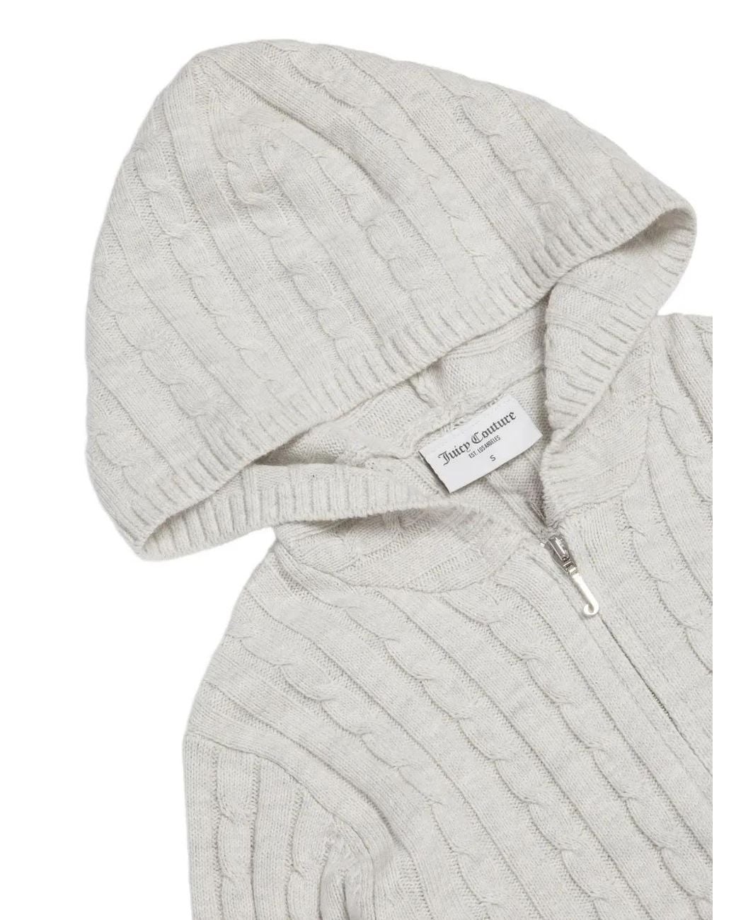 Juicy Couture White Cable-Knit Zip-Up Hoodie