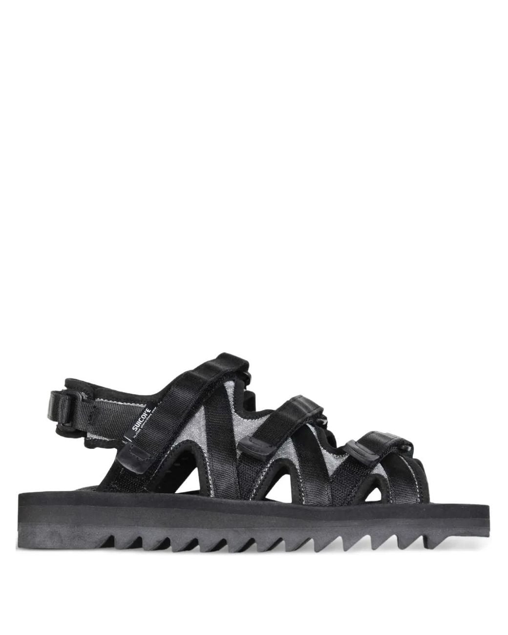 Suicoke Black Touch-Strap Flat Sandals