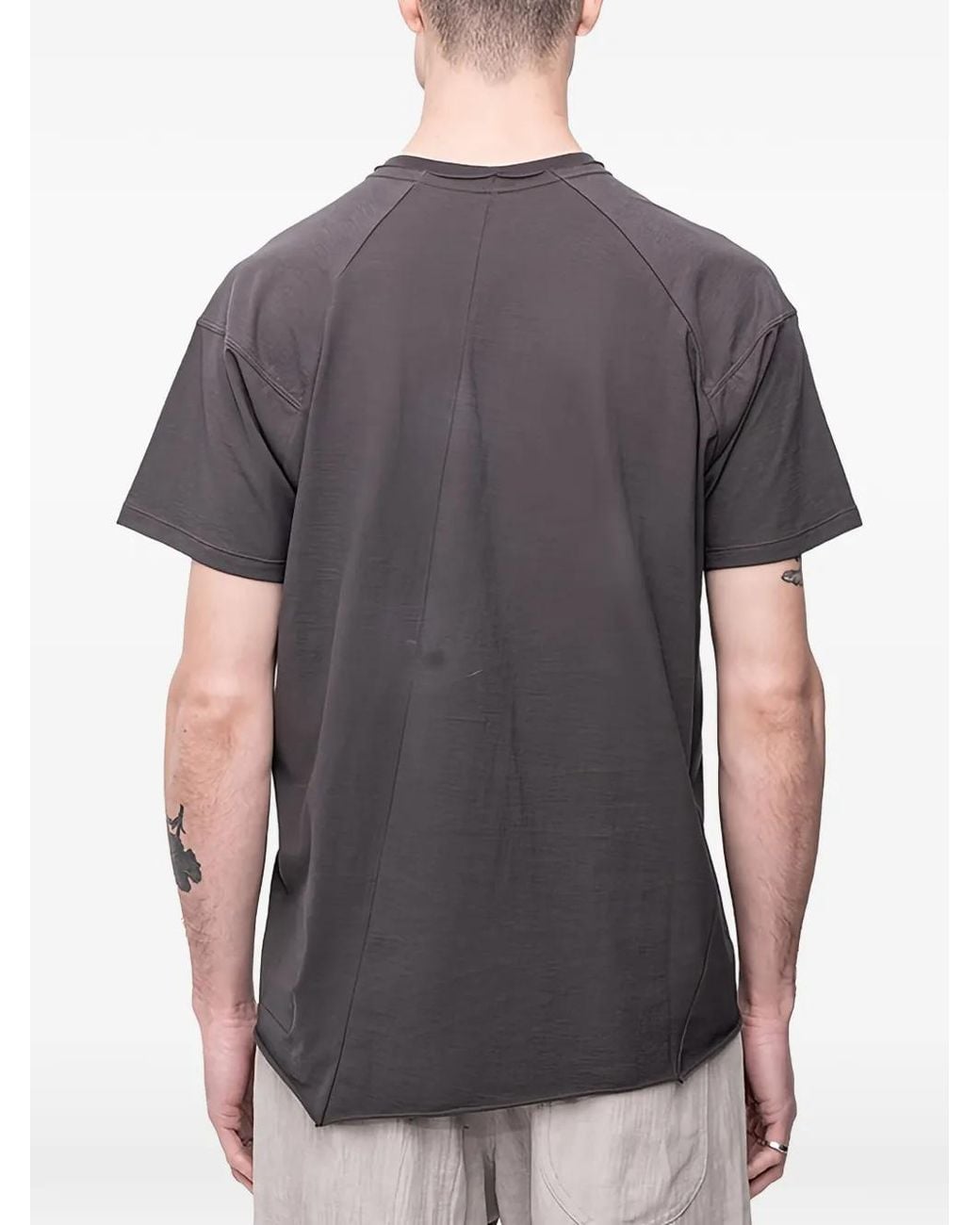 The Viridi-anne Gray Raw-Edge Short-Sleeve T-Shirt for men