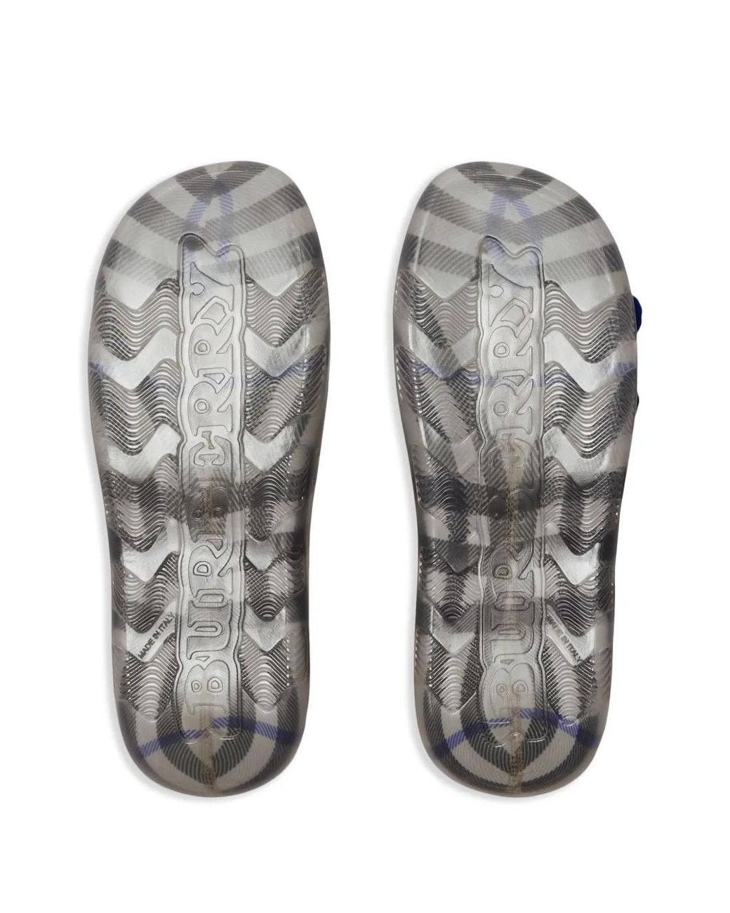 Burberry White Stingray Checked-Lining Slippers