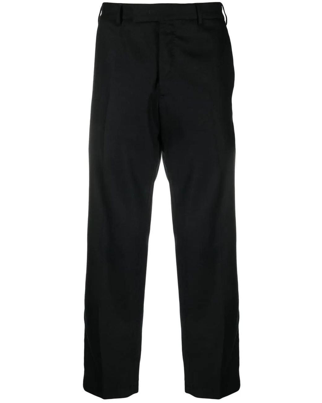 PT Torino Black Cropped Straight-Leg Trousers for men
