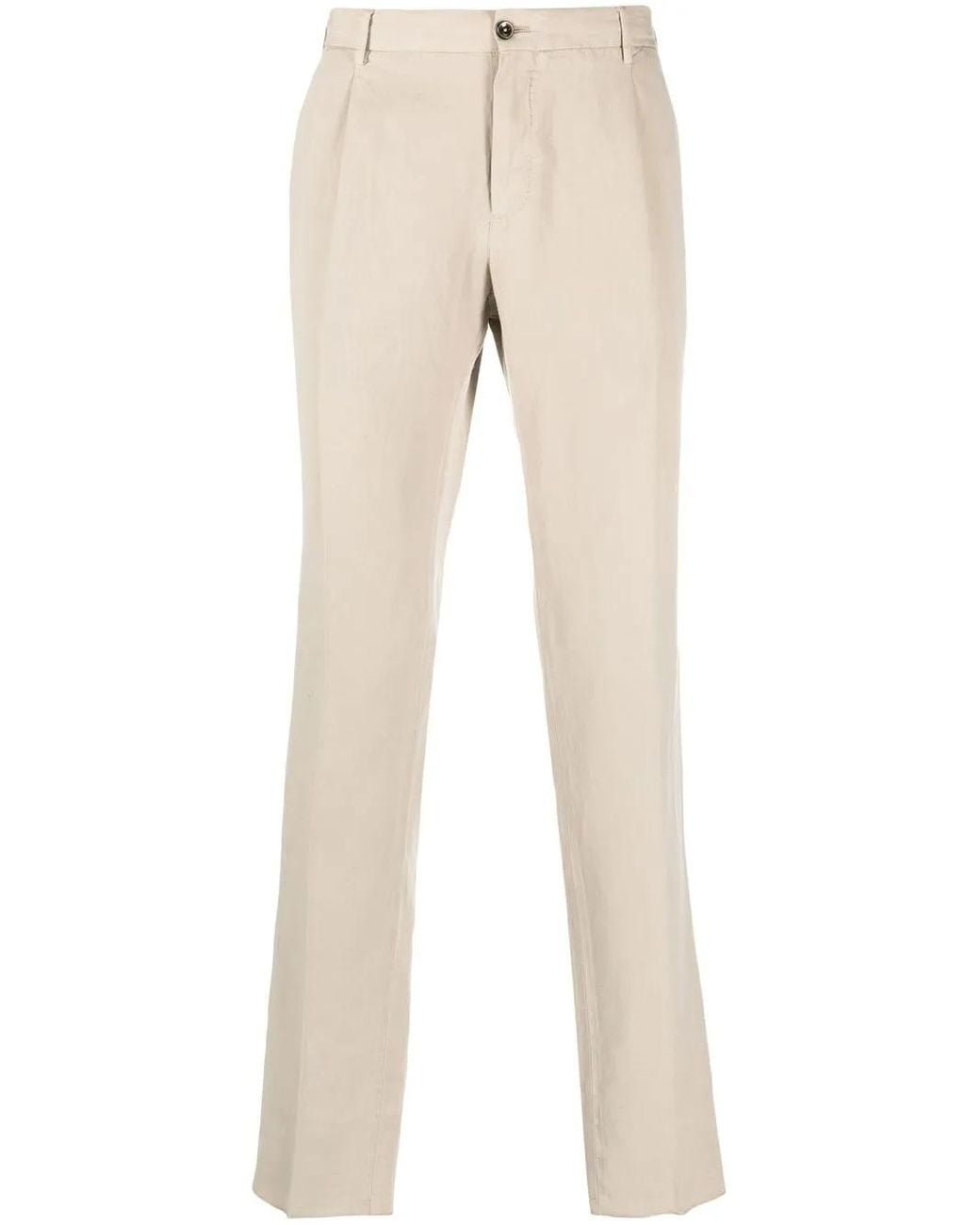 PT Torino Natural Pressed-Crease Straight Trousers for men