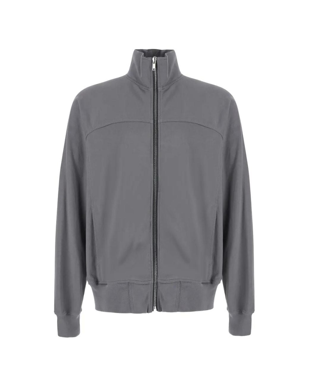 Rick Owens Gray Zip-Up High-Neck Sweatshirt for men