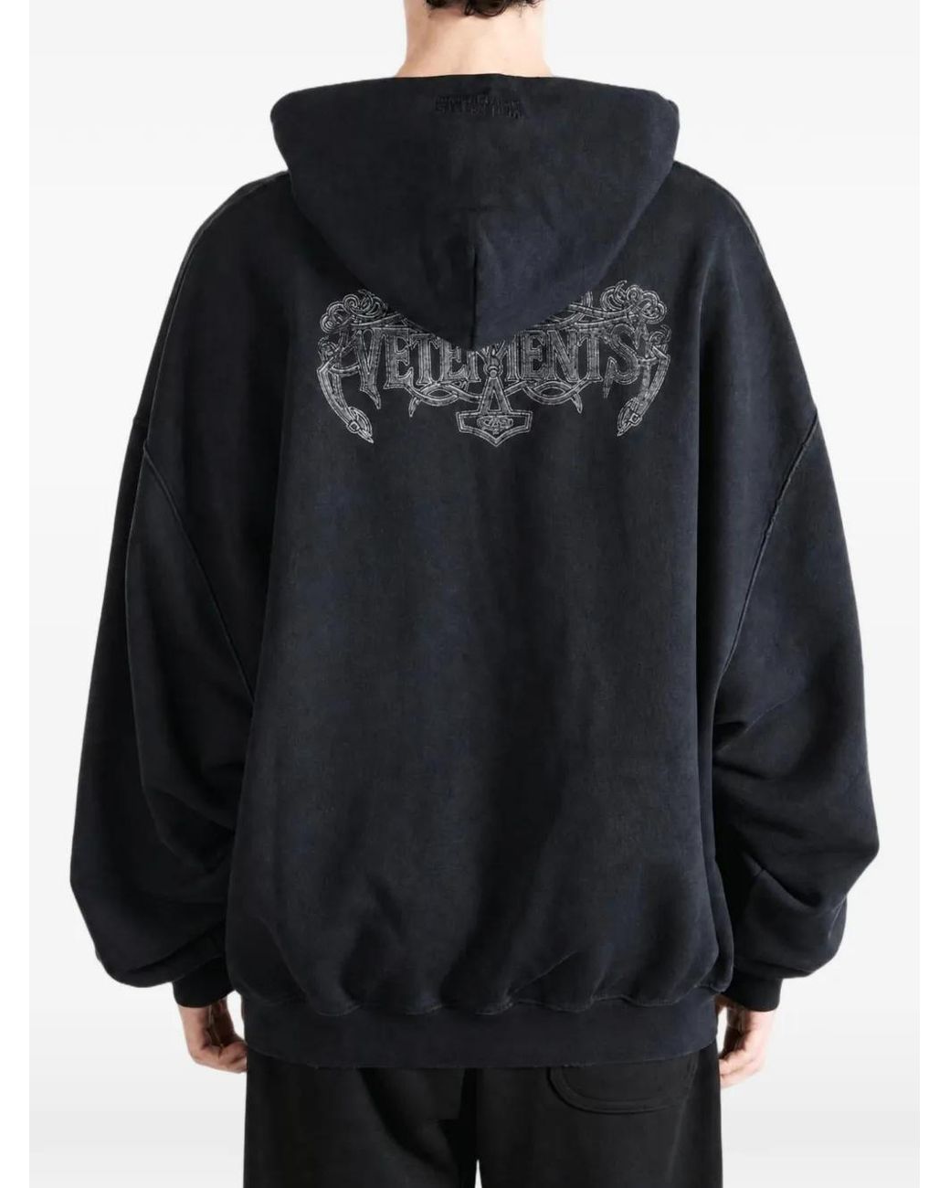 Vetements Black Antihate Graphic-Print Drawstring Hoodie for men