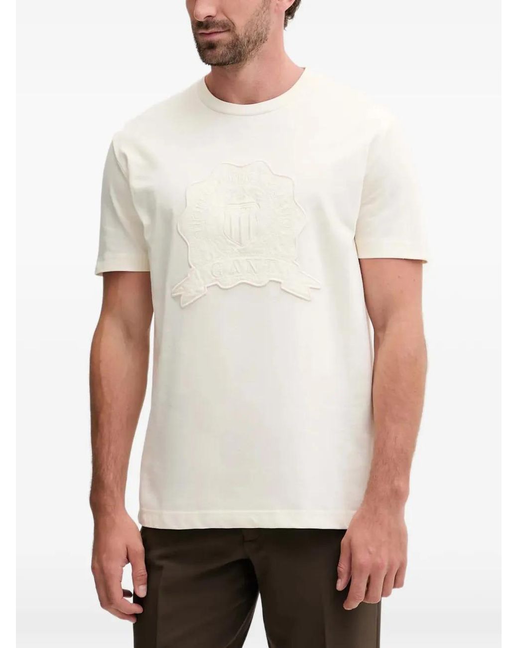 Gant White T-Shirt À Patch Brodé for men
