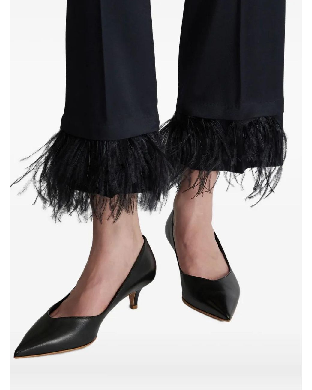 Incotex Blue Feather-Trim Trousers
