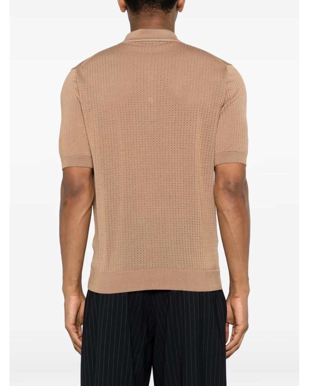 Tagliatore Natural Perforated Short-Sleeve Polo Shirt for men