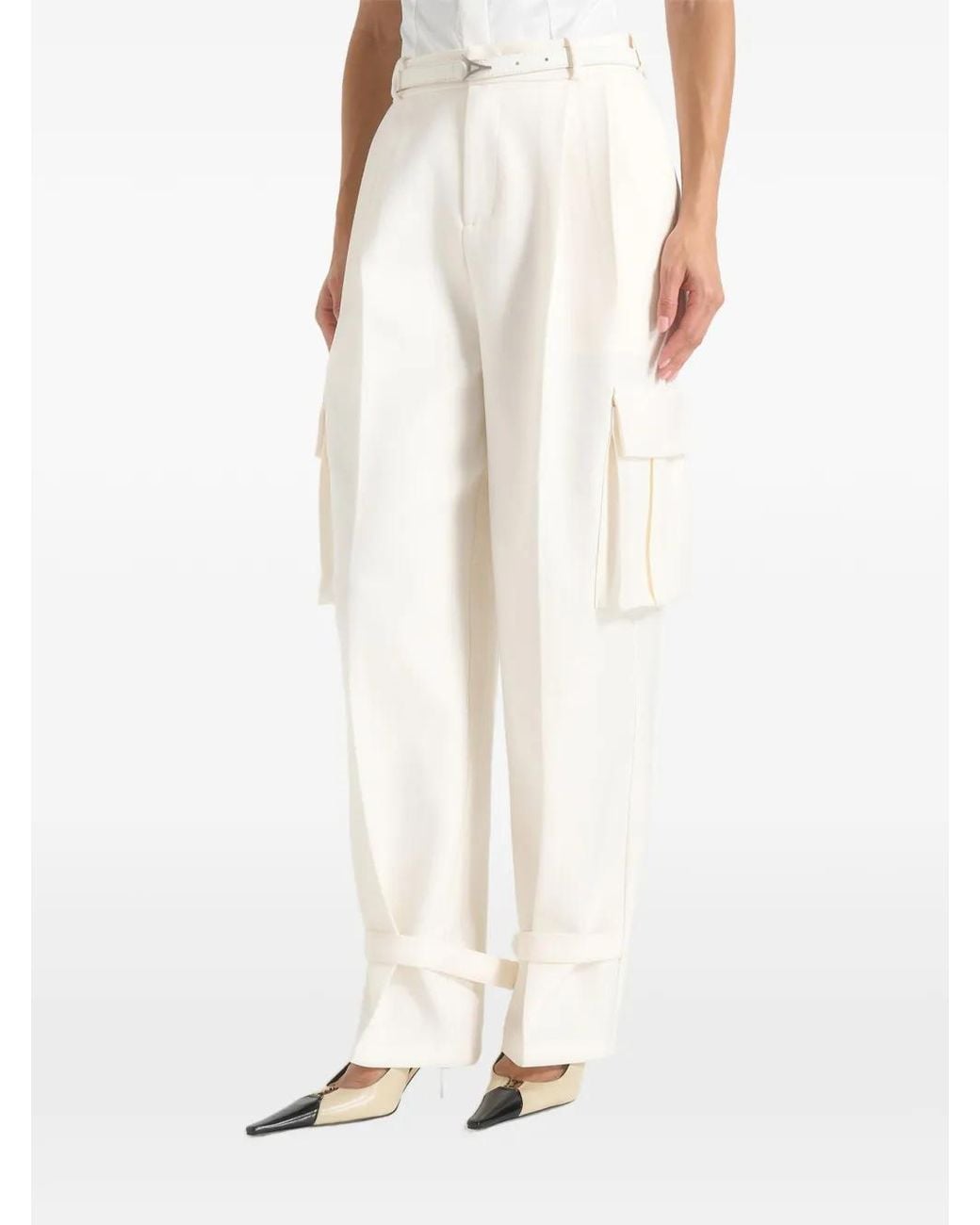 Manière De Voir Natural DAnielle Em Off- Tailored Pleated Cargo Trousers