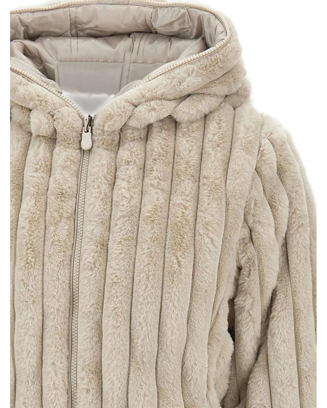 Save The Duck Natural Ribbed Hooded Jacket