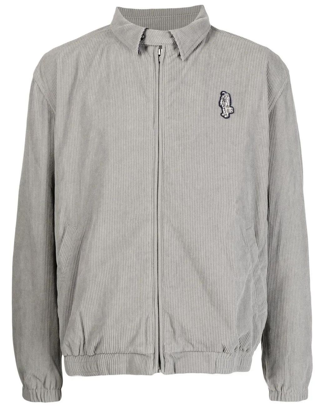 BBCICECREAM Gray Logo-Print Zip-Up Shirt Jacket for men