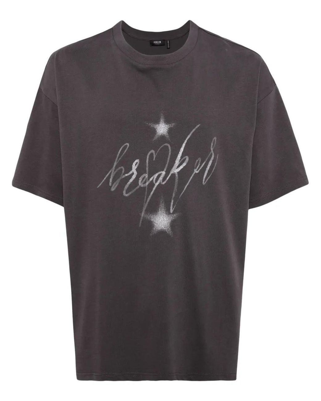 FIVE CM Gray Glitter-Star Cotton T-Shirt for men