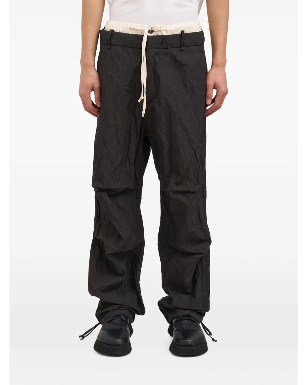 Masnada Black Drawstring Layered Trousers for men
