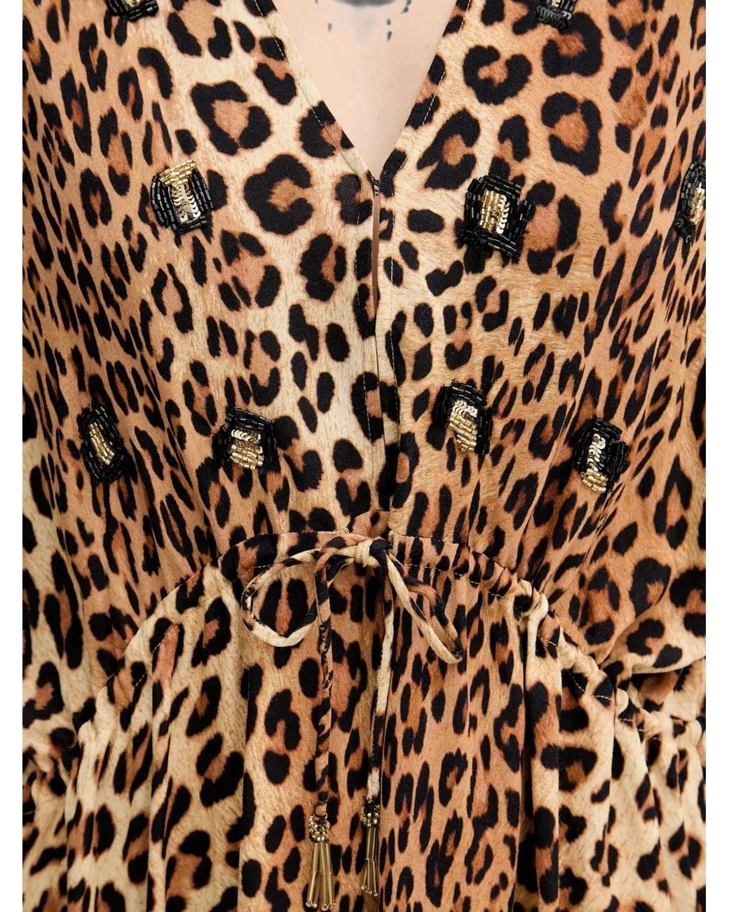 Lola Casademunt Natural Leopard-Print Sequin-Embellished Maxi Dress