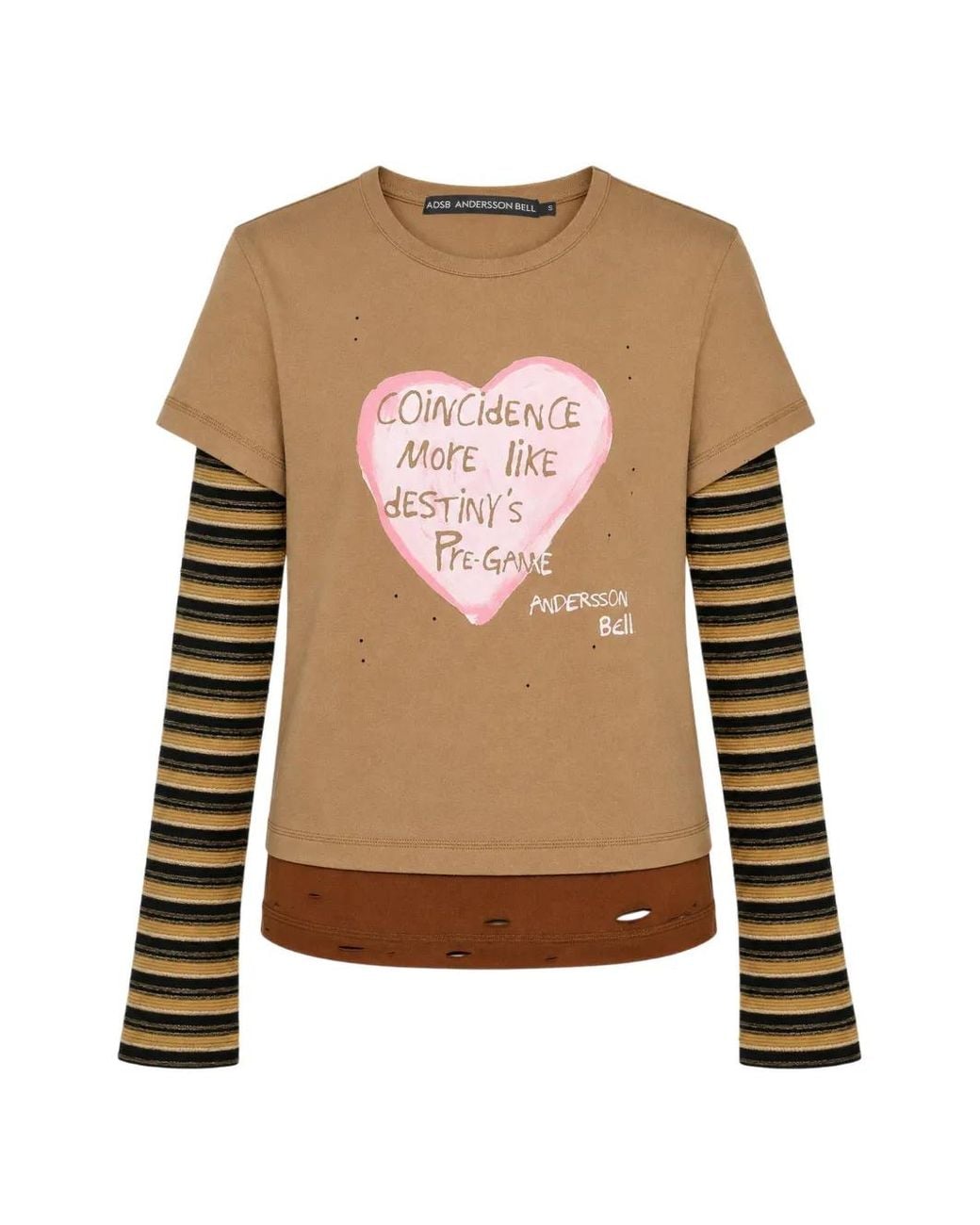 ANDERSSON BELL White Heart Message Layered T-Shirt