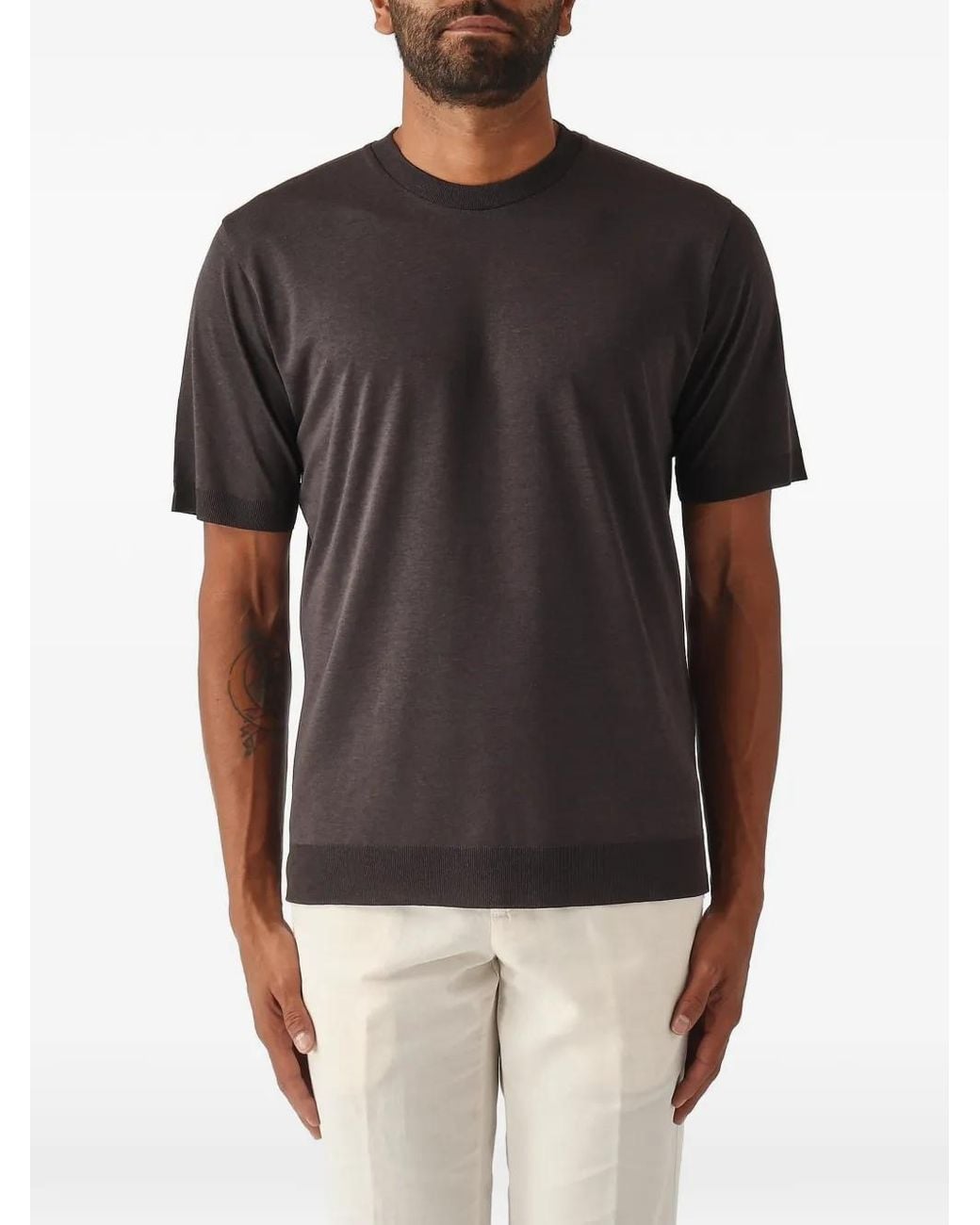 Altea Black Crew-Neck Knitted T-Shirt for men