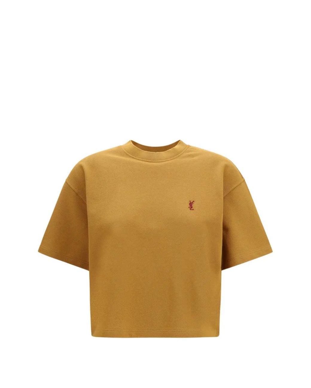 Saint Laurent Natural Cassandre Oversized Piqué T-Shirt