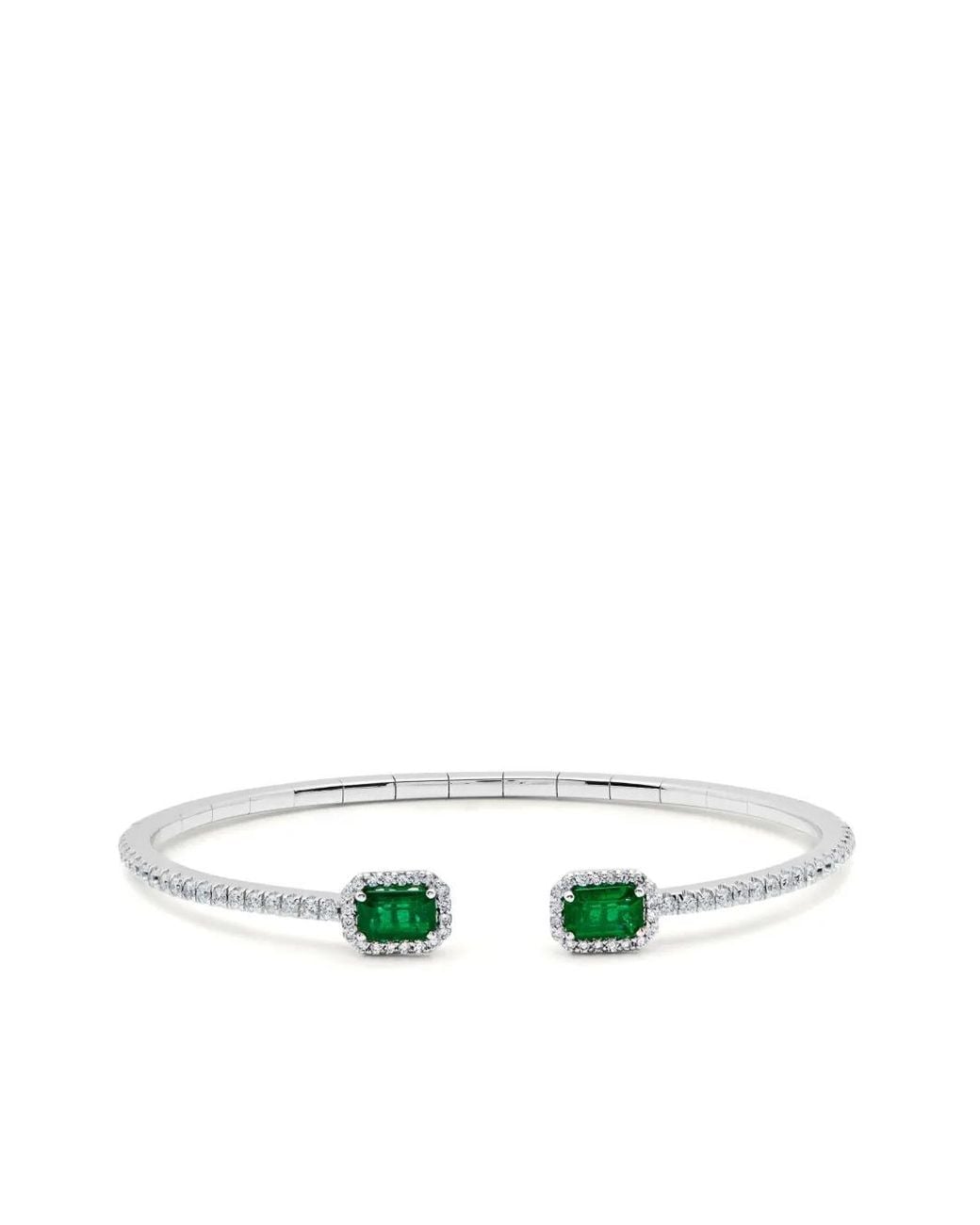 Jewels Aficionado Metallic 18Kt Diamond And Emerald Cuff