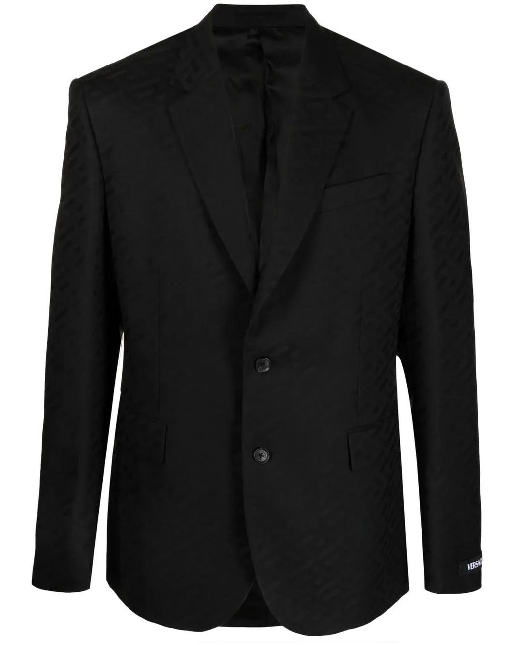 Versace Black La Greca Single-Breasted Wool Blazer for men