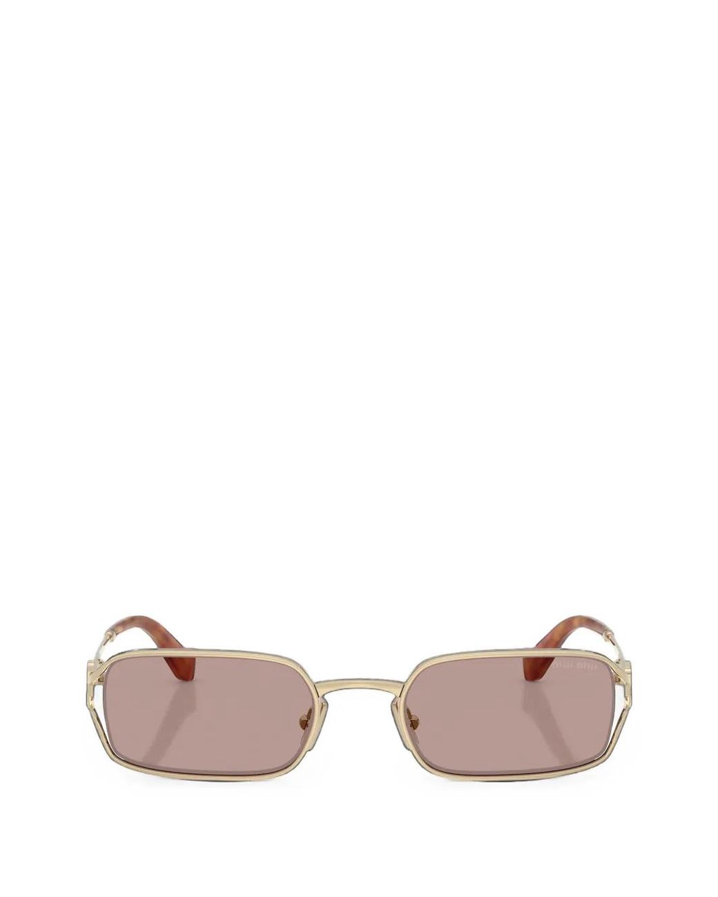 Miu Miu Pink Logo-Plaque Rectangle-Frame Sunglasses