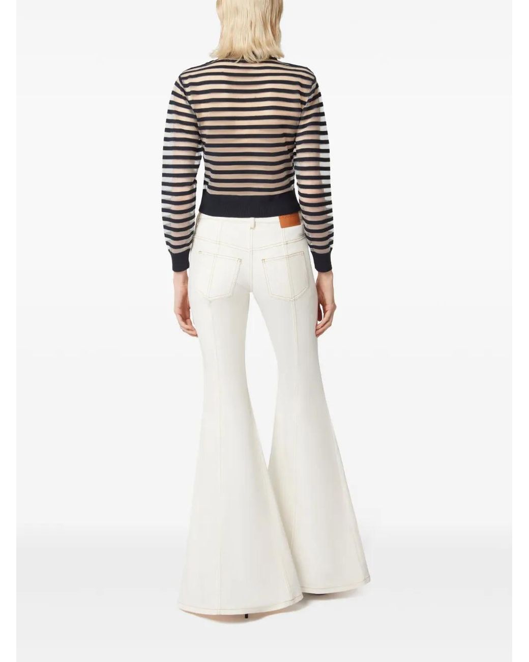 Nina Ricci Blue Transparent Striped Sweatshirt