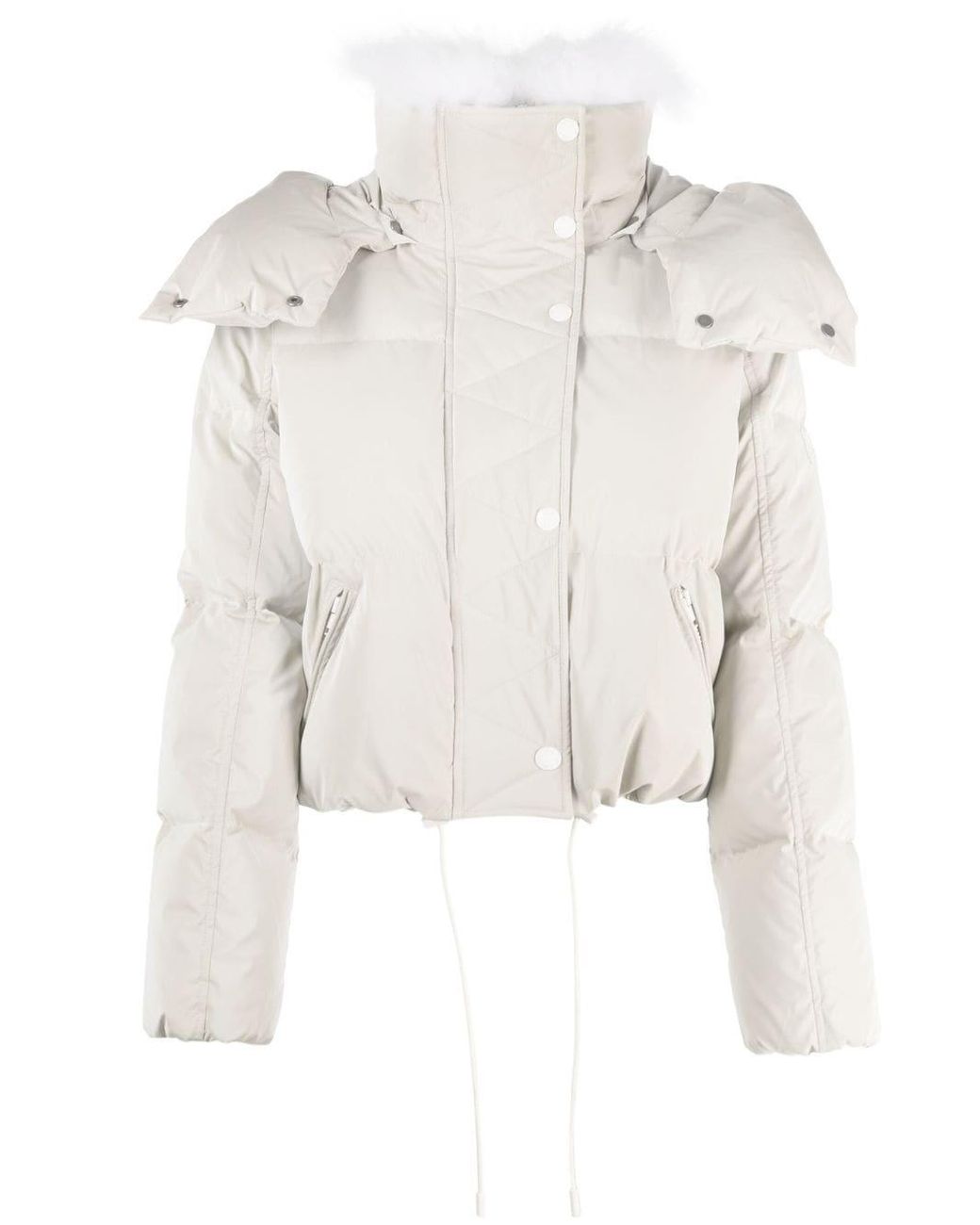Yves Salomon Fur-hood Puffer Jacket in White | Lyst