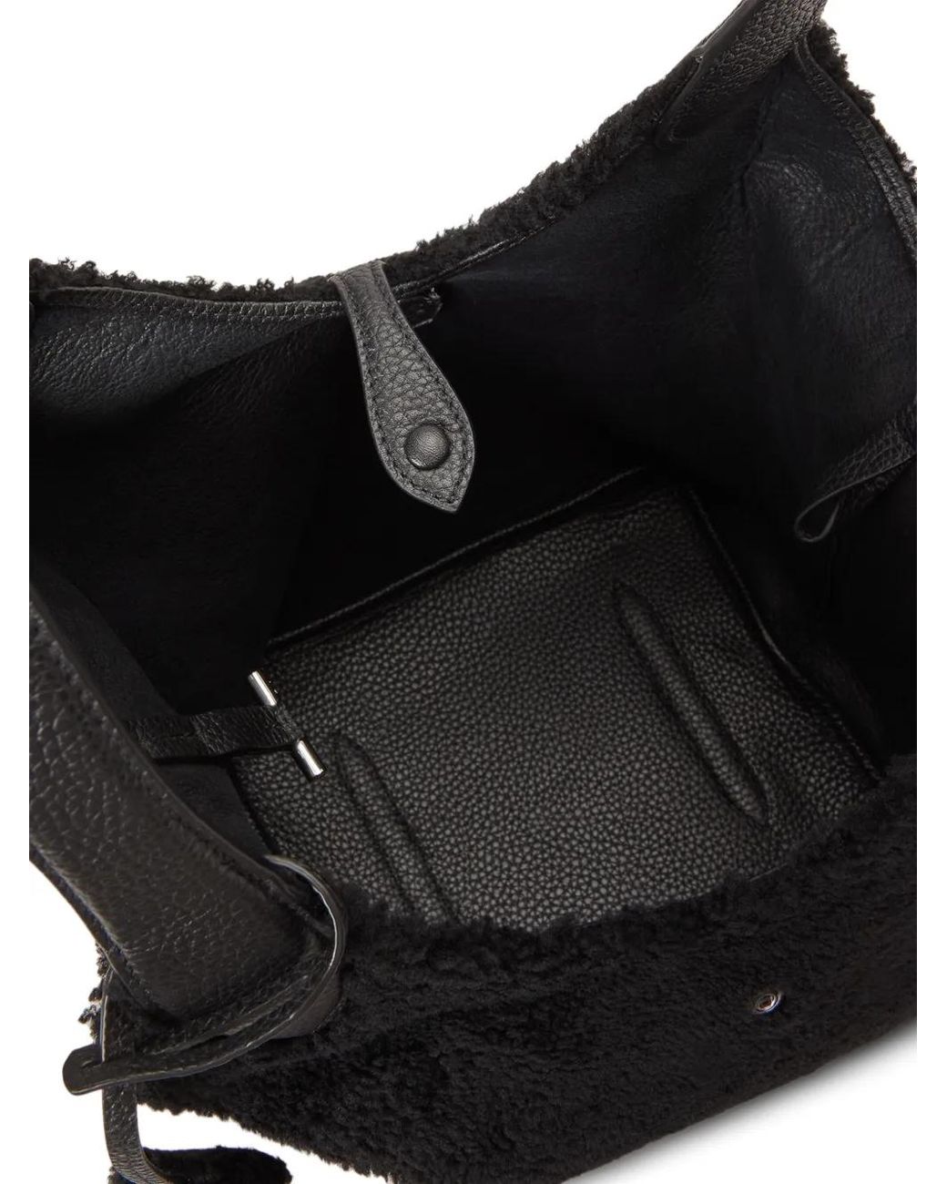 Polo Ralph Lauren Black Play Shearling Leather Tote Bag