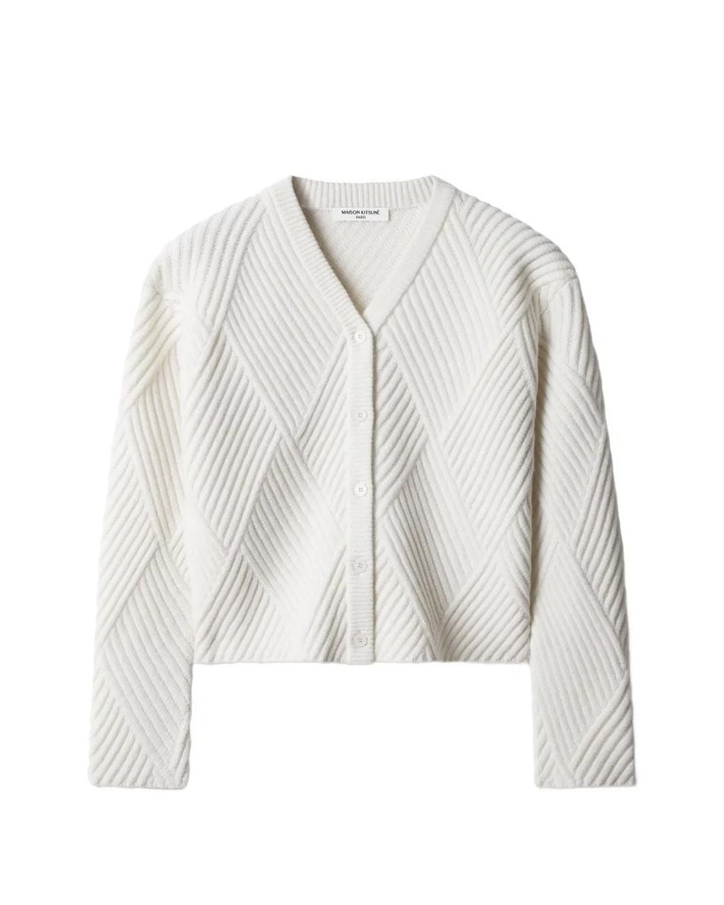 Maison Kitsuné White Aran Cardigan