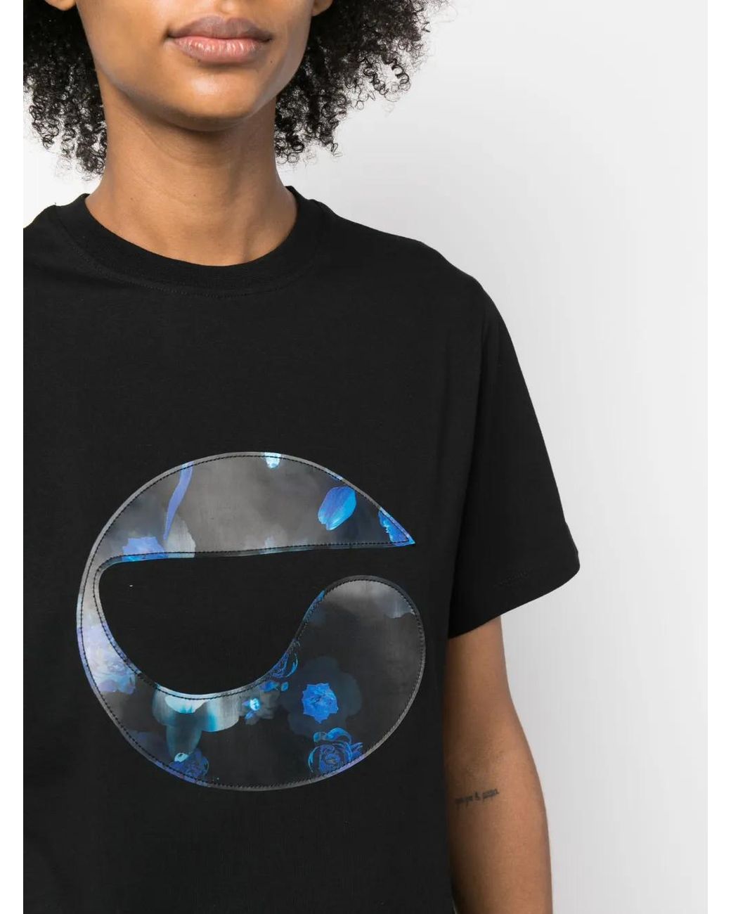 Coperni Black Flower-Print Logo T-Shirt