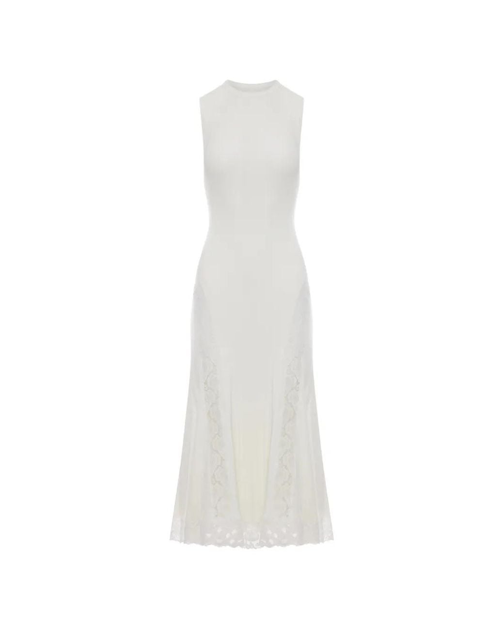 Self-Portrait White Lace-Details Midi Dress