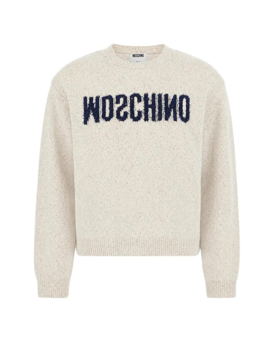 Moschino White Wool-Silk Blend Sweater With Logo